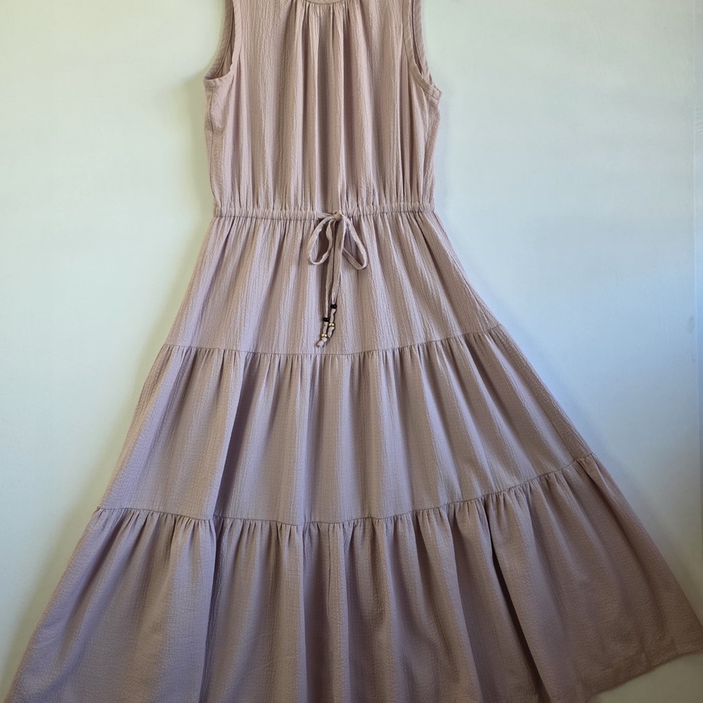 Calvin Klein Sleeveless Tiered Midi Dress - Light Purple